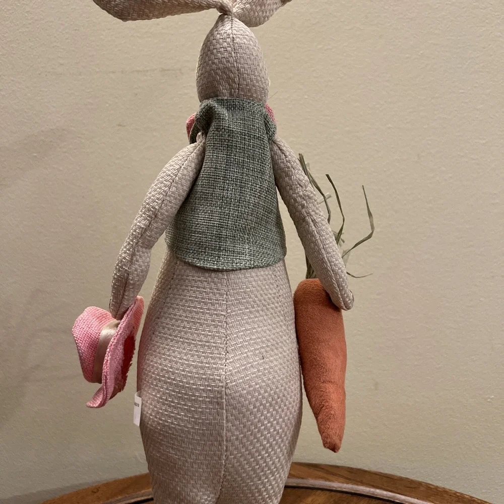 Rabbit Bunny Figurine Plush Standing Spring Easter Decor Vest Bow Tie